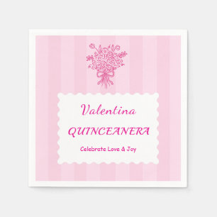 Elegant Quinceañera Floral Bouquet   Pink & White  Napkins