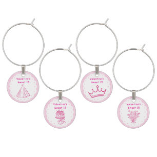 Elegant Quinceañera Floral Bouquet   Pink & White  Wine Charm