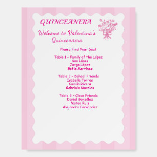 Elegant Quinceañera Floral Bouquet   seating chart Foam Board
