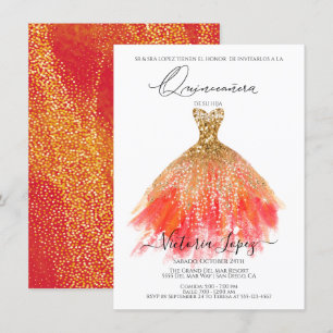 Elegant Quinceañera Glitter Sparkle Spanish Quince Invitation