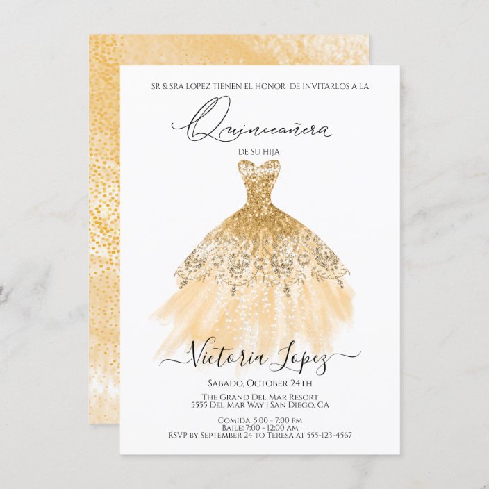 Elegant Quinceañera Glitter Sparkle Spanish Quince Invitation | Zazzle