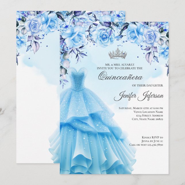 Elegant Quinceanera Invitation (Front/Back)