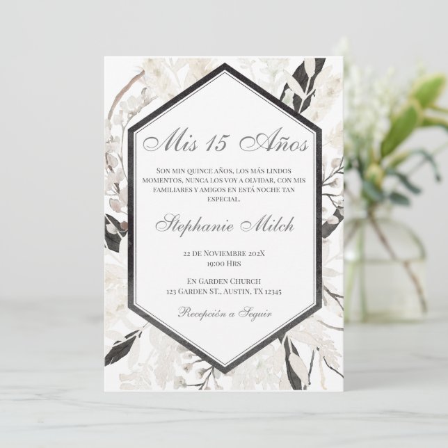 Elegant Quinceañera Invitation (Standing Front)