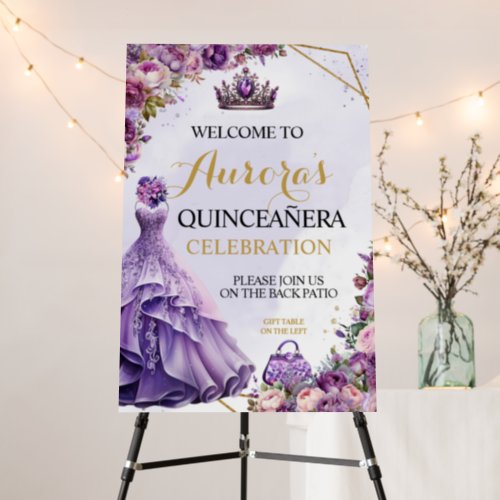 Elegant Quinceanera Lavendar Birthday Welcome Foam Board