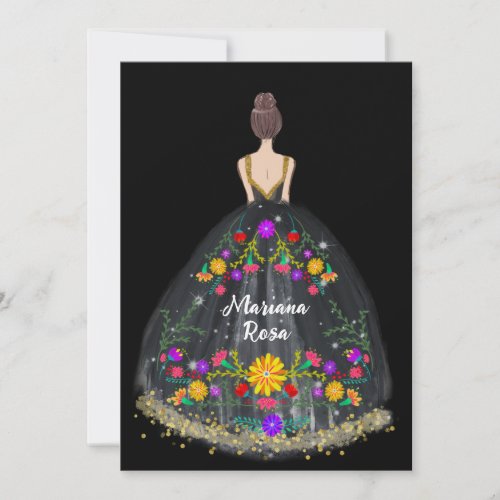 Elegant Quinceanera Mexican Fiesta Floral Birthday Invitation