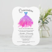 Elegant Quinceanera Mis Quince Teal Red Violet  Invitation (Standing Front)