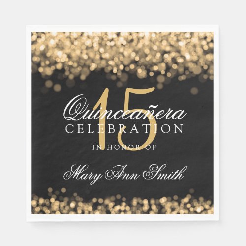 Elegant Quinceanera Party Gold Lights Napkins