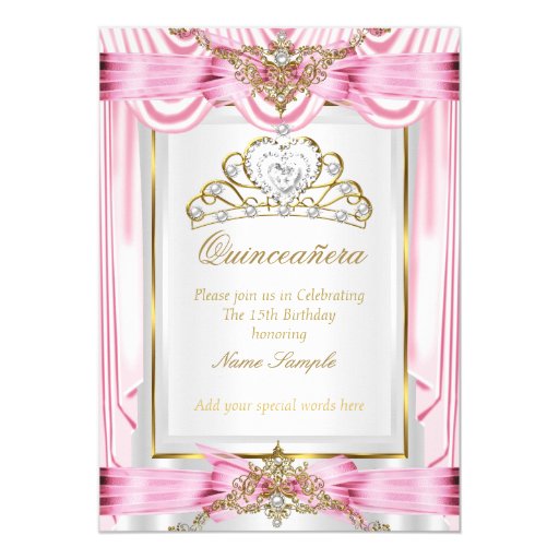 Quinceanera Invitations Pink And Gold 1