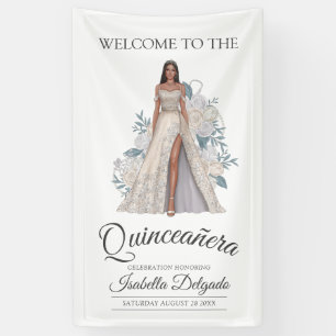 Elegant Quinceanera Princess Diamond Glitter Gown Banner