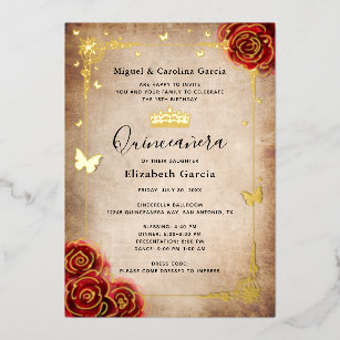 DIY Rose Gold Quinceanera Scroll Invitations | Zazzle