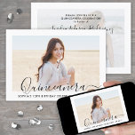 Elegant Quinceañera Script 2 Photo 15th Birthday Invitation<br><div class="desc">Share 2 favorite pictures of the quinceañera and invite family and friends to celebrate with chic custom photo 15th birthday party invitations. The pictures and wording on this template are simple to personalize. The colors, font styles and overlay opacity can be easily customized with the Zazzle Design Editor tool. The...</div>