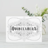Elegant Quinceañera South Western Black and White Invitation (Standing Front)