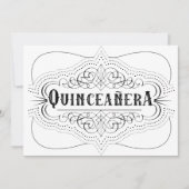 Elegant Quinceañera South Western Black and White Invitation (Front)