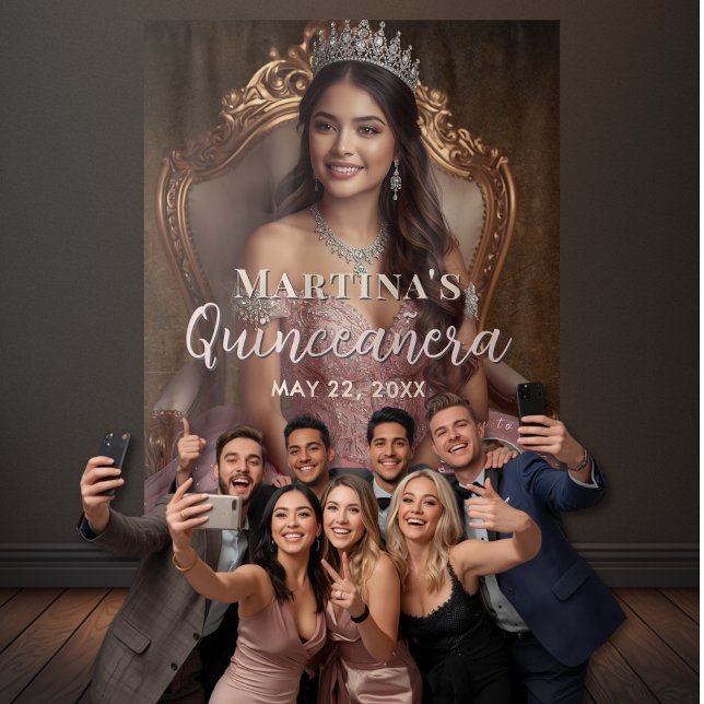Elegant Quinceañera Tapestry Photo Backdrop (Creator Uploaded)