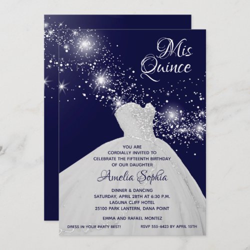 Elegant Quinceaera White Gown Invitations