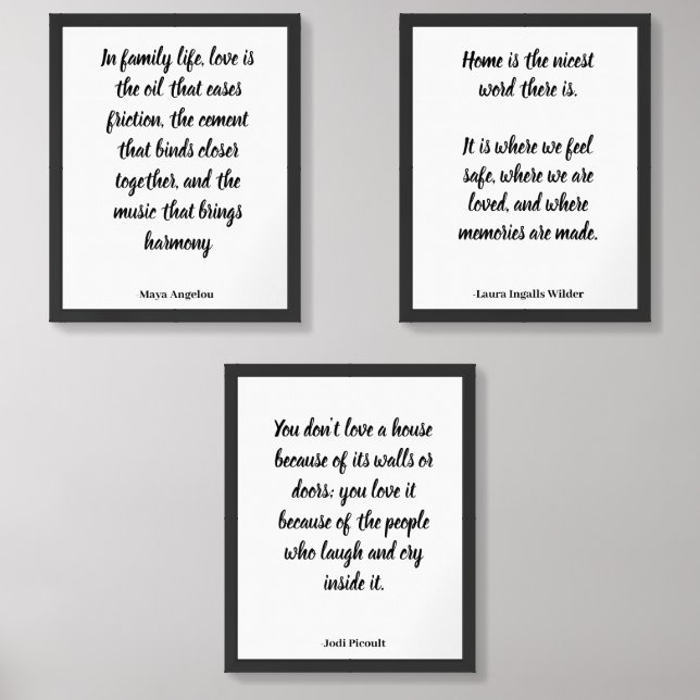 Elegant Quote Art with Handwriting Font Wall Art Sets (Front)
