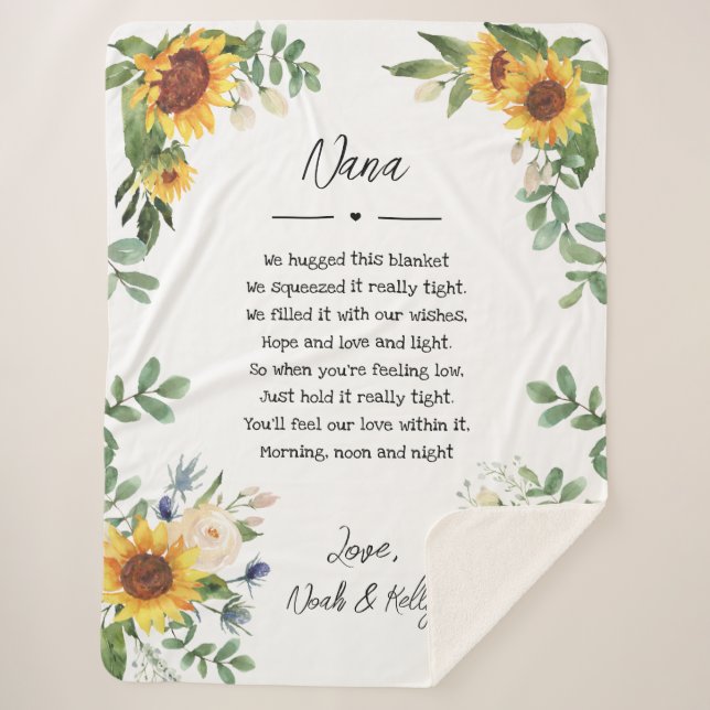 Elegant Quote Gift from Grandkids to Nana Grandma Sherpa Blanket (Front)