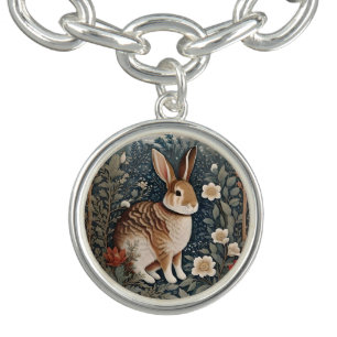 Elegant Rabbit Framed By Flowers and Leaves Bracelet