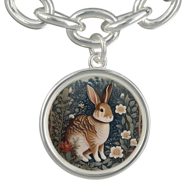 Elegant Rabbit Framed By Flowers and Leaves Bracelet (Design)