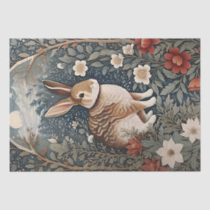 Elegant Rabbit Framed By Flowers and Leaves Tissue Paper