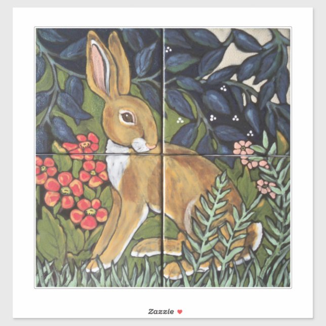 Elegant Rabbit Tile Mural Decoration for 6" Tiles Sticker (Sheet)