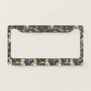 Elegant Rabbit Toile Floral Vintage Pattern (9) License Plate Frame