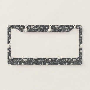 Elegant Rabbit Toile Floral Vintage Pattern License Plate Frame