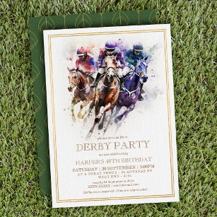 Elegant Race Horse Derby Party Birthday  Invitation