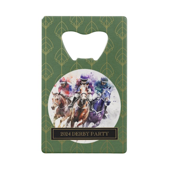 Elegant Race Horse Derby Party Equestrian Credit Card Bottle Opener (Front)