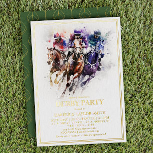 Elegant Race Horse Derby Party Equestrian Foil Invitation