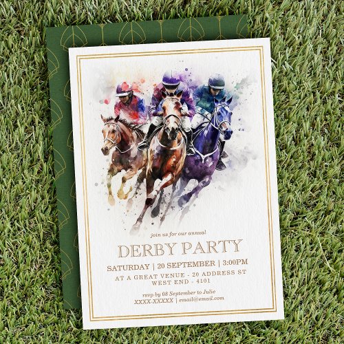 Elegant Race Horse Derby Party Equestrian Invitation