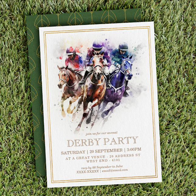 Elegant Race Horse Derby Party Equestrian Invitation | Zazzle