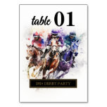 Elegant Race Horse Derby Party Equestrian Table Number