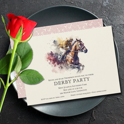 Elegant Race Horse Derby Party Invitation