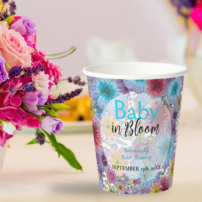 Elegant Radiant Bohemian Flowers Baby in Bloom Paper Cups (Creator Uploaded)