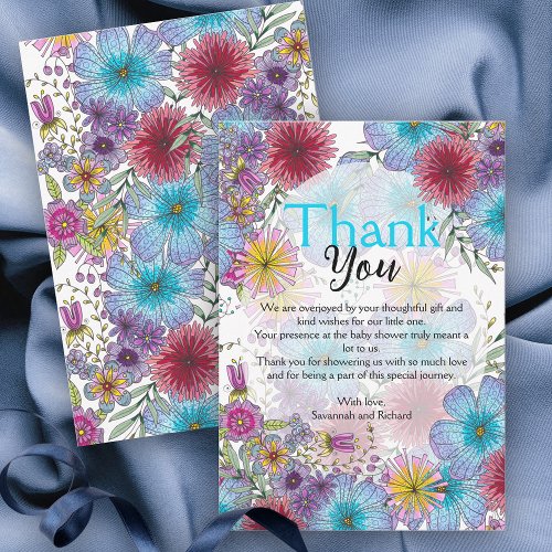 Elegant Radiant Bohemian Flowers Baby in Bloom Thank You Card