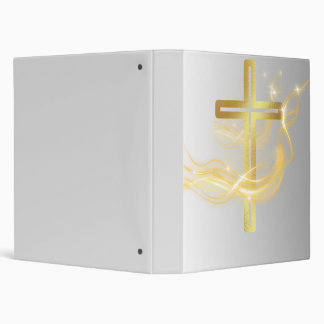 Elegant Radiant Golden Cross on silver Binder