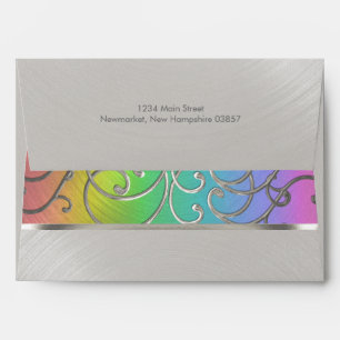 Elegant Rainbow and Silver Filigree Envelope