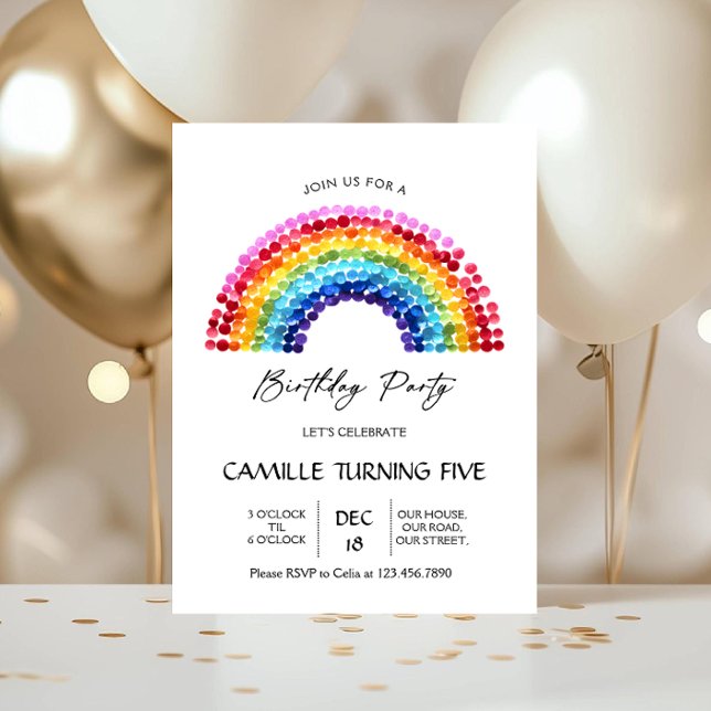 Elegant Rainbow Birthday party Invitation (Creator Uploaded)