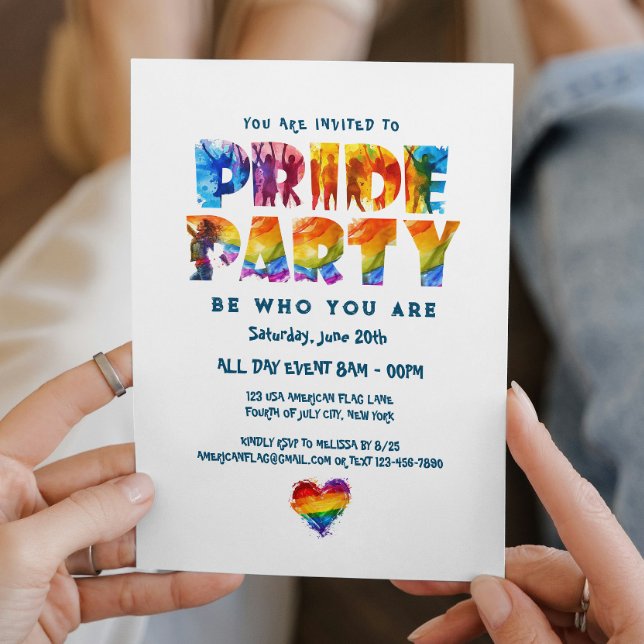 Elegant Rainbow Colored Letters Pride Party Invitation (Creator Uploaded)