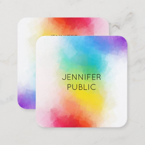 Elegant Rainbow Colors Modern Colorful Template Square Business Card