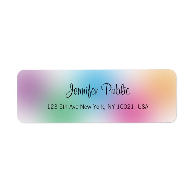 Elegant Rainbow Colors Modern Handwritten Template Label (Front)