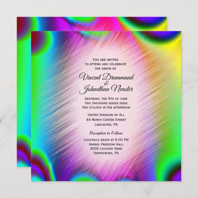 Elegant Rainbow Colors Wedding Invitations (Front/Back)