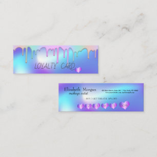 Elegant Rainbow Drips Hearts,Holographic Loyalty Card