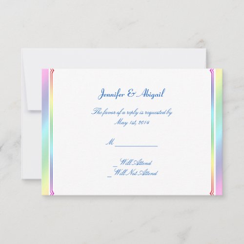 Elegant Rainbow Floral Gay Wedding Response Card