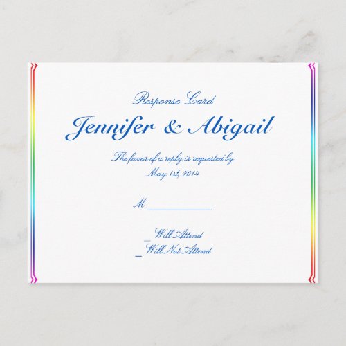 Elegant Rainbow Floral Gay Wedding RSVP Postcard