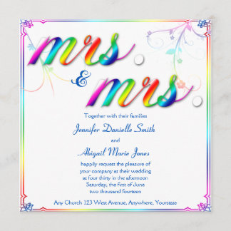 Elegant Rainbow Floral Mrs. Wedding Invitation