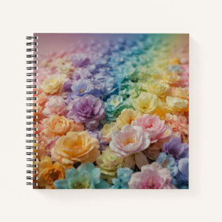 Elegant Rainbow Floral Spiral unique Notebook 