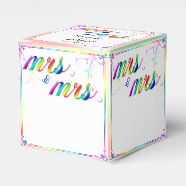 Elegant Rainbow Floral Wedding Favor Box (Front Side)