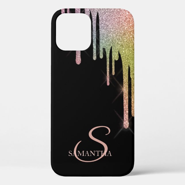 Elegant Rainbow Glitter Drips Case-Mate iPhone Case (Back)